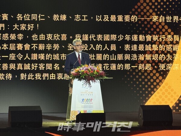 2026 국제청소년스포츠대회(ICG) 개회식에서 기념사를 하고 있는 ICG 위원장 Igor Topole. (사진_서울시 체육회 제공)