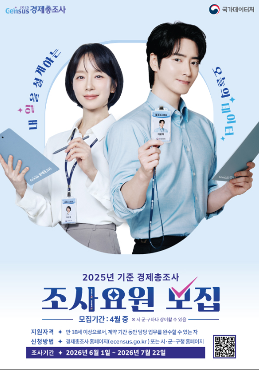 여주시, 2025년 기준 경제총조사 조사요원 모집 포스터