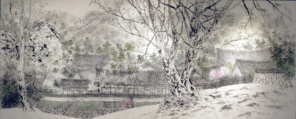대흥사의 화춘 200×500cm 한지에 수묵담채 2021