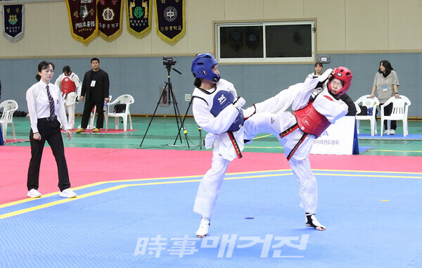 - 제 28회 광주5.18전국태권도대회 여자중등부 경기장면 주심 이미정 대한태권도협회 상임심판(사진_정연수 기자)